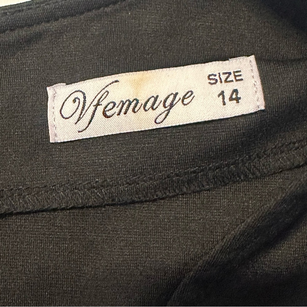 VfEmage Black Bell Sleeve V-Neck Midi Dress size 14 dramatic - Picture 9 of 9